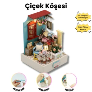 Çiçek Köşesi | Kendin Yap Minyatür Bahçe | Minyatür Maket Seti | Ahşap Hobi Seti | LED Işıklı 3D Puzzle