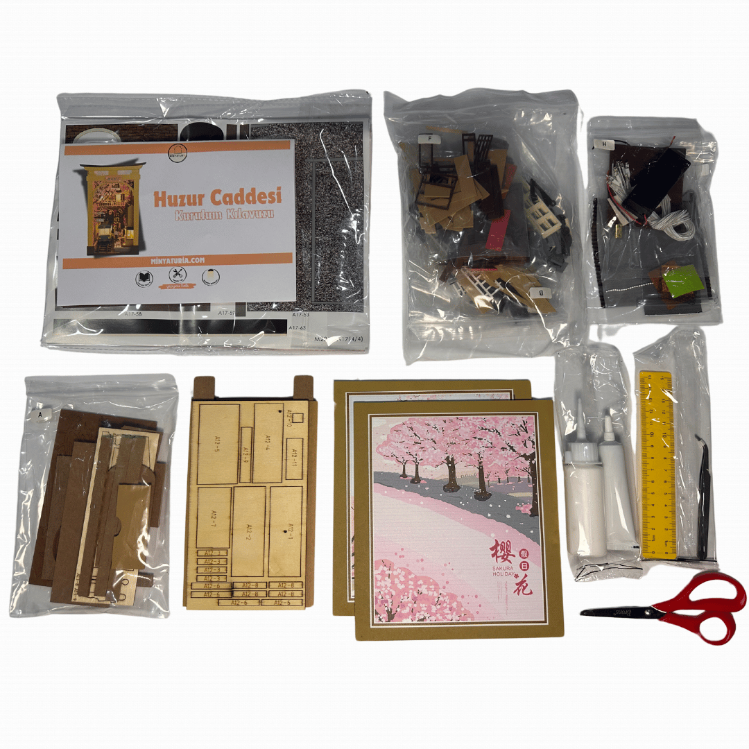 Huzur Caddesi | Minyatür Kitap Arası Maketi | Kendin Yap Booknook | Ahşap Hobi Seti | LED Işıklı 3D Puzzle - Görsel 10