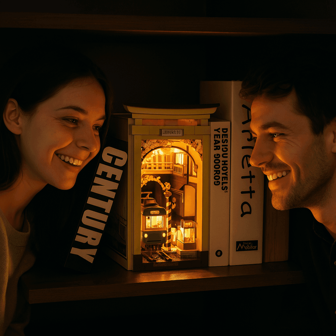 Huzur Caddesi | Minyatür Kitap Arası Maketi | Kendin Yap Booknook | Ahşap Hobi Seti | LED Işıklı 3D Puzzle - Görsel 4