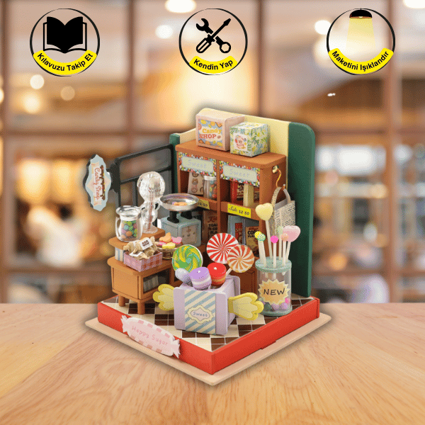 Şekerlemeci DIY maketi ışıklı kutu tasarım